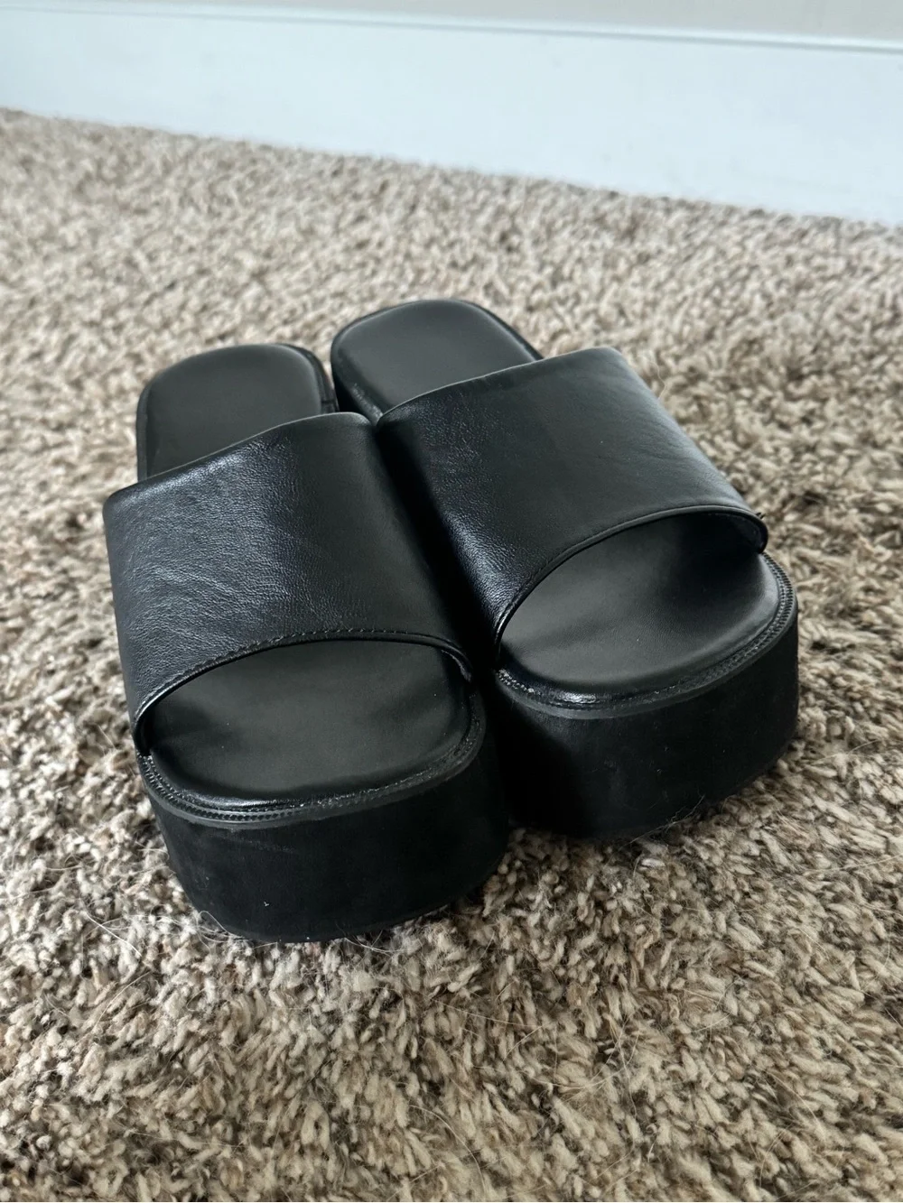 Black Platform Slide Sandals - Women's Casual Slip-On